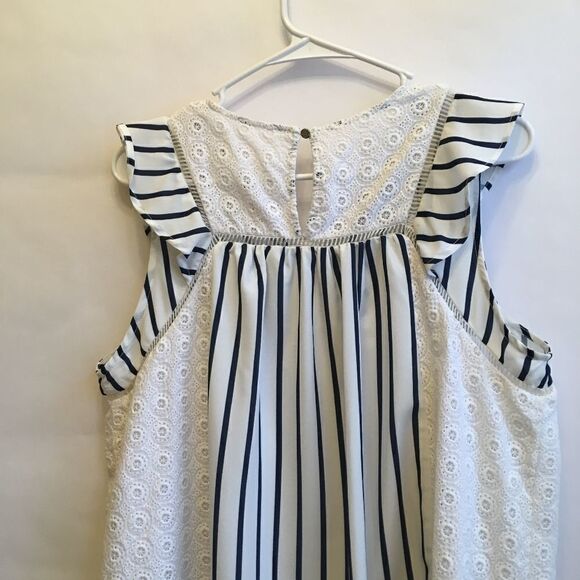 DOE + RAE SLEEVELESS STRIPED AND EMBROIDERED TOP. - Picture 8 of 8